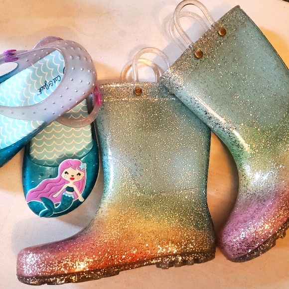 Cat & Jack Other - Girls Jellies Bundle Rain Boots & Mermaid Sandals